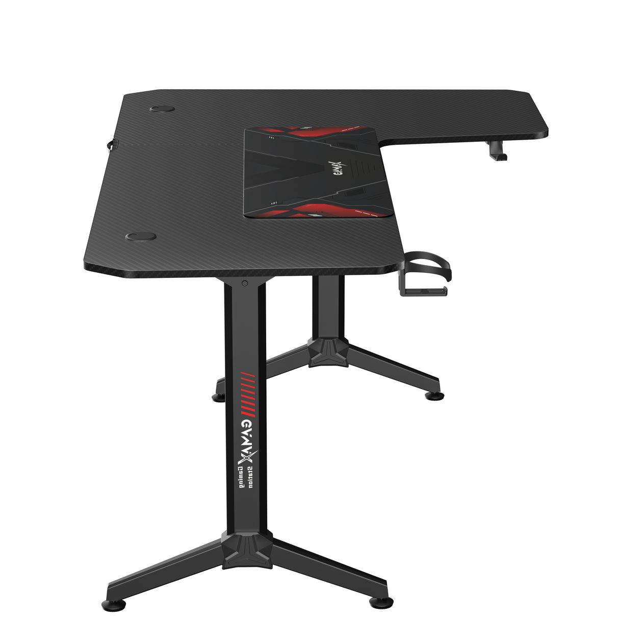 Gamax HY-R Gaming Table (L-Shaped) 160*100*75cm with Mousepad Right - Black ( Installation not included )