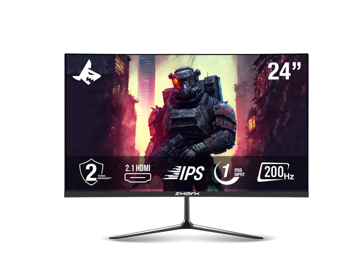 SHARX Gaming Monitor 24", FHD 200hz Refresh Rate, 1ms, IPS, 2.1HDMI, Back Light Sync, Fixed Stand, Free Sync, G-Sync Compatible Model 24F200I.