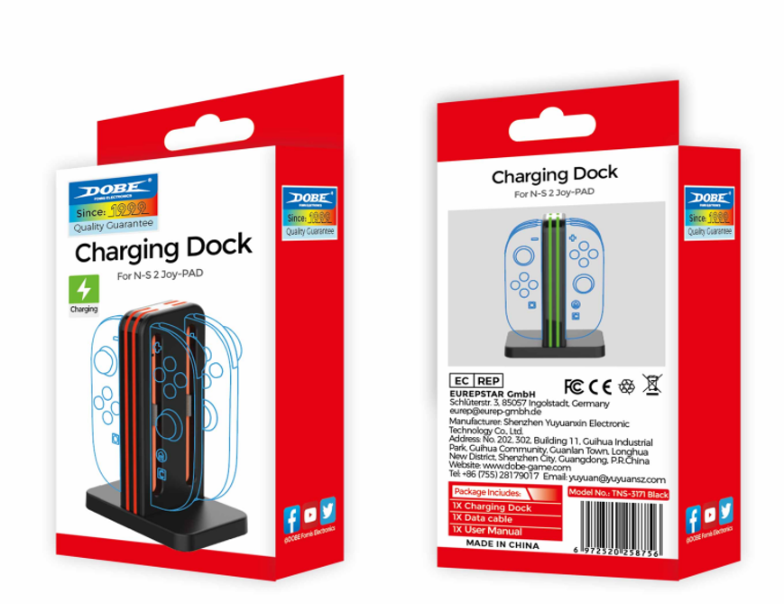 Dobe TNS-3171 Nintendo Switch 2 Controller Charging Stand - Black