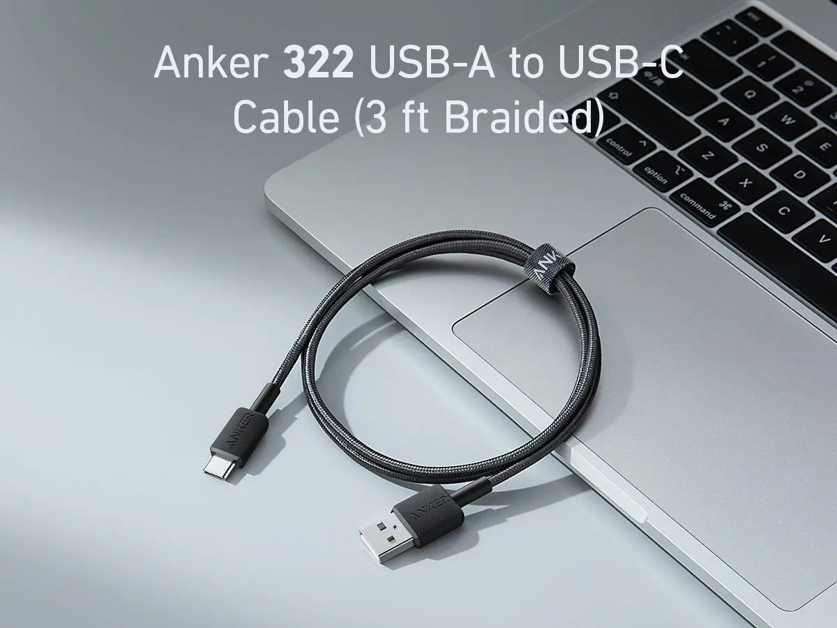 Anker 322 USB-A to USB-C Cable Braided (0.9m/3ft) -Black A81H5H11