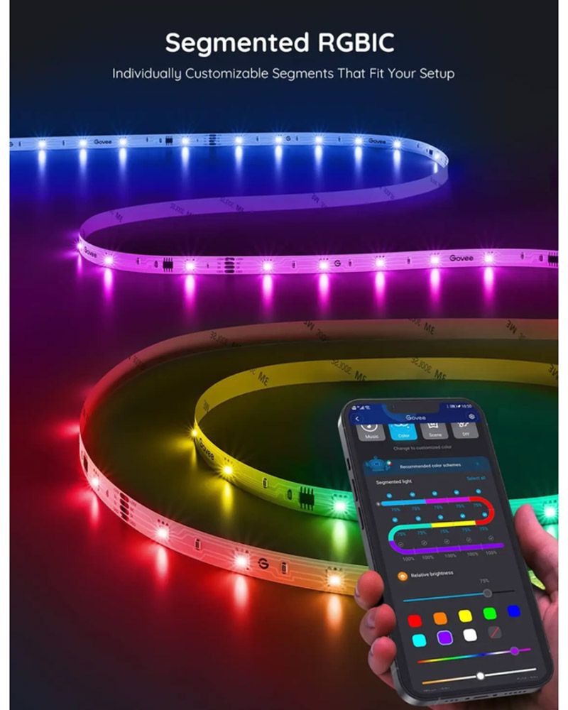 Govee RGBIC Basic Wi-Fi + Bluetooth LED Strip Lights (10 Meter) - H618C2D1