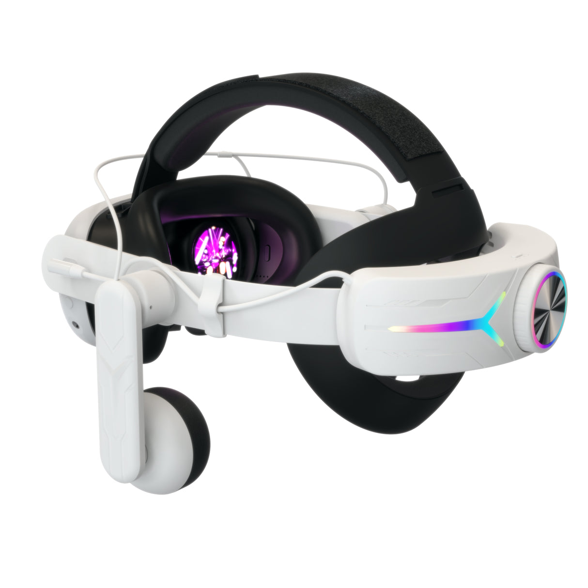 Gamax Meta Quest 3 Head Strap with 8000mAh battery , Dazzle light & Headphone - White