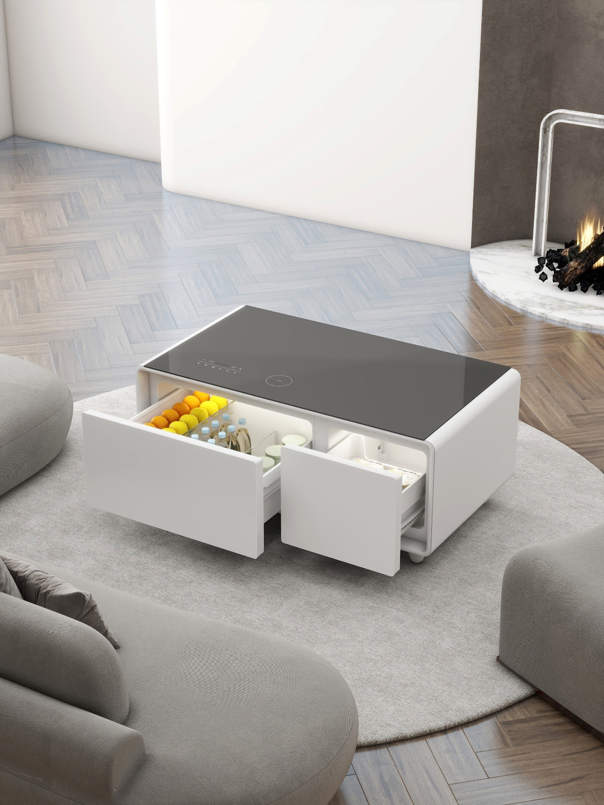 Gamax Smart Coffee Table with 93L Refrigerator (TB-93) , 2 USB