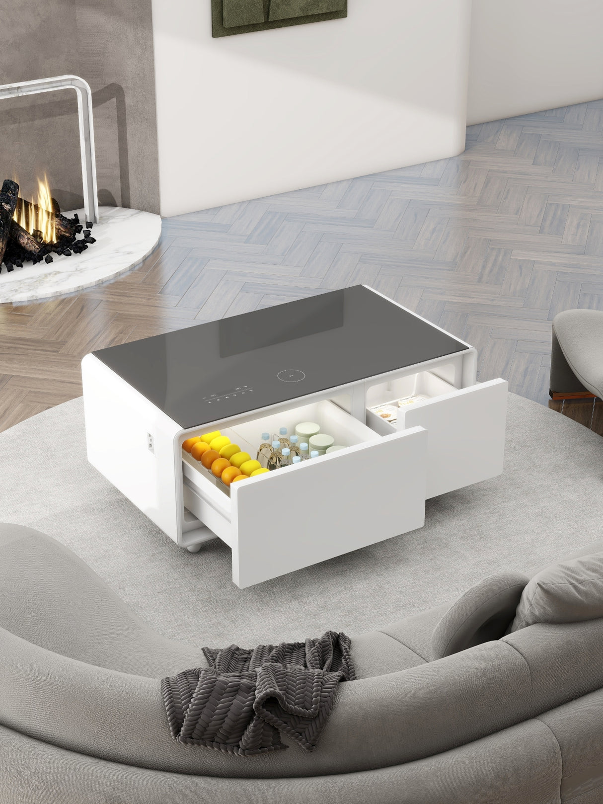 Gamax Smart Coffee Table with 93L Refrigerator (TB-93) , 2 USB