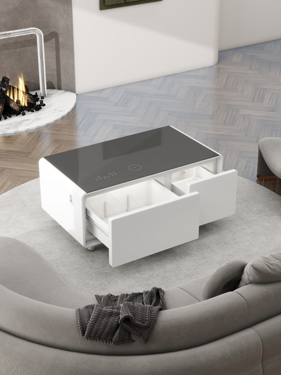 Gamax Smart Coffee Table with 93L Refrigerator (TB-93) , 2 USB
