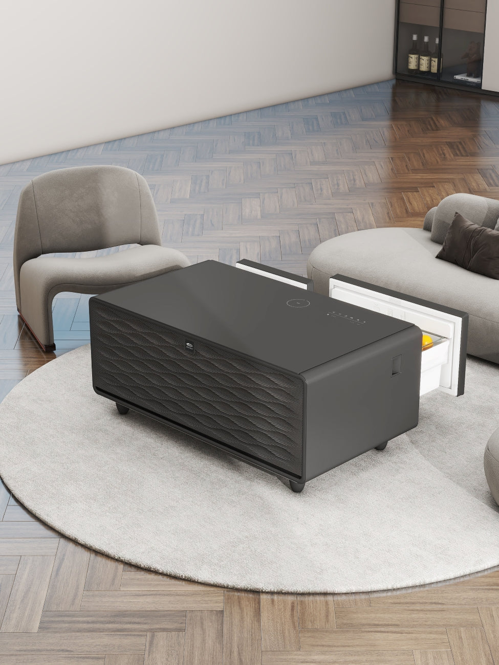 Gamax Smart Coffee Table with 93L Refrigerator (TB-93) , 2 USB