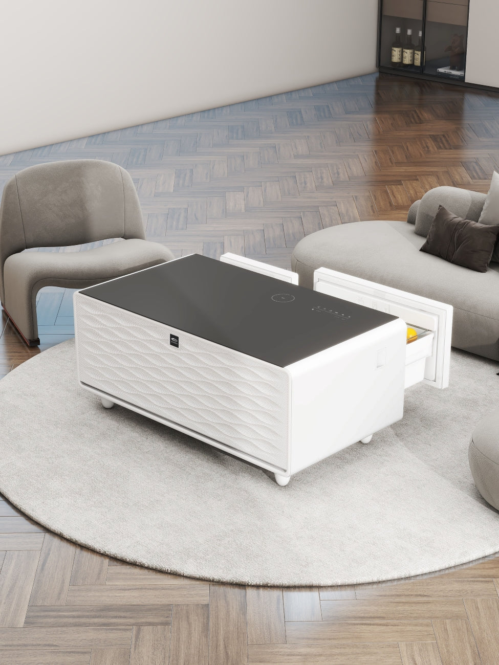 Gamax Smart Coffee Table with 93L Refrigerator (TB-93) , 2 USB
