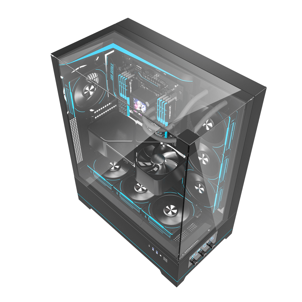 DarkFlash DY450L Pro 4 Digital Fans Case - Black