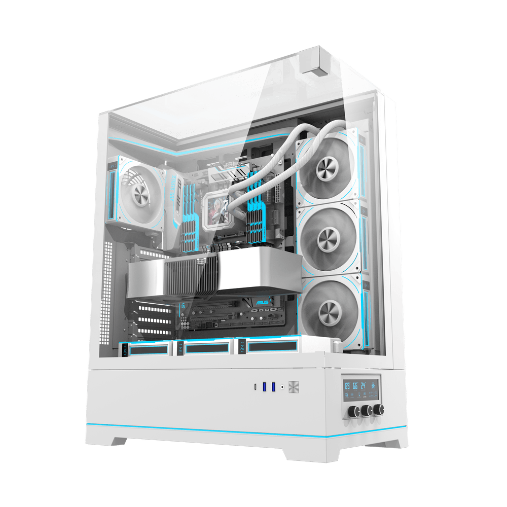 DarkFlash DY450L Pro 4 Digital Fans Case - White