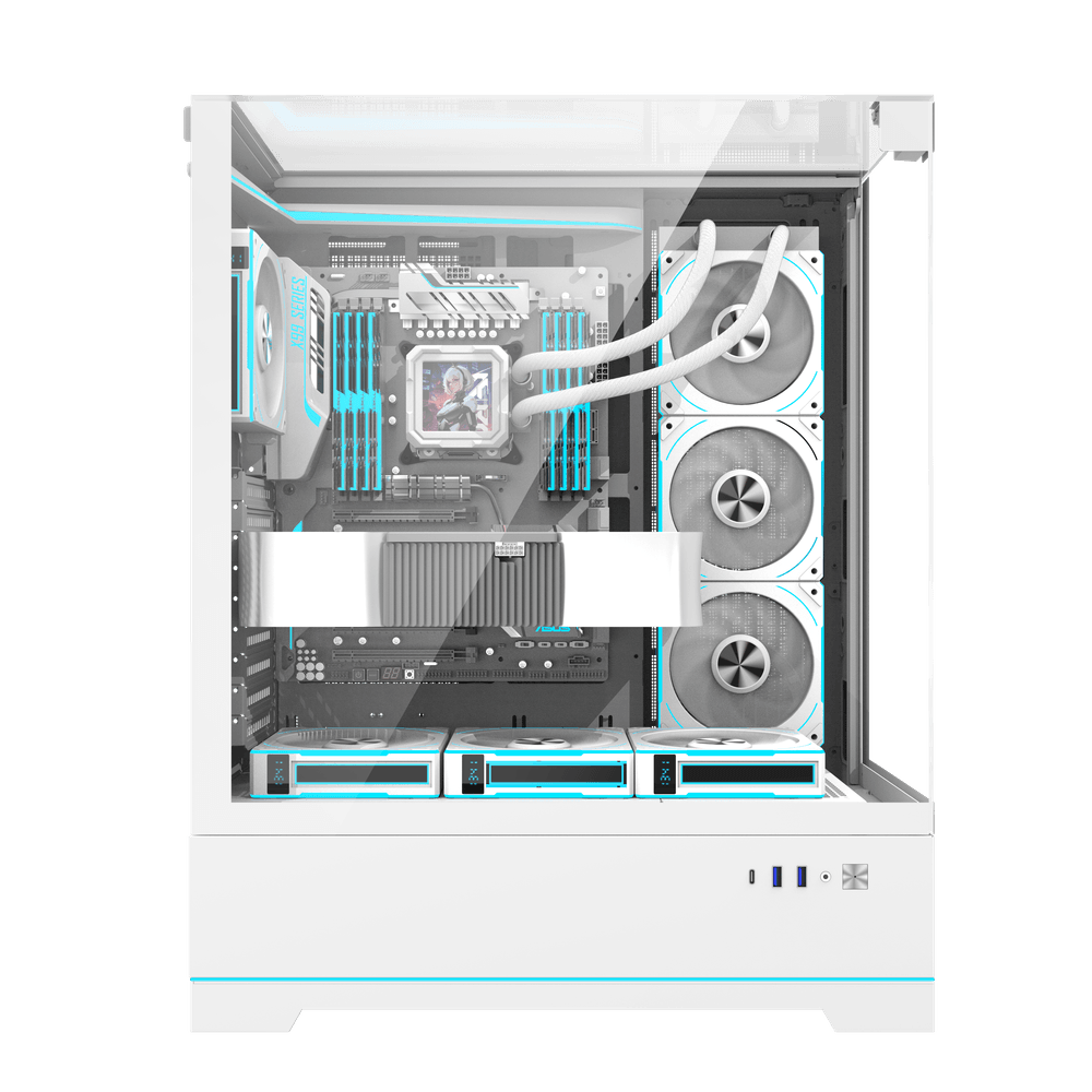 DarkFlash DY450L Pro 4 Digital Fans Case - White