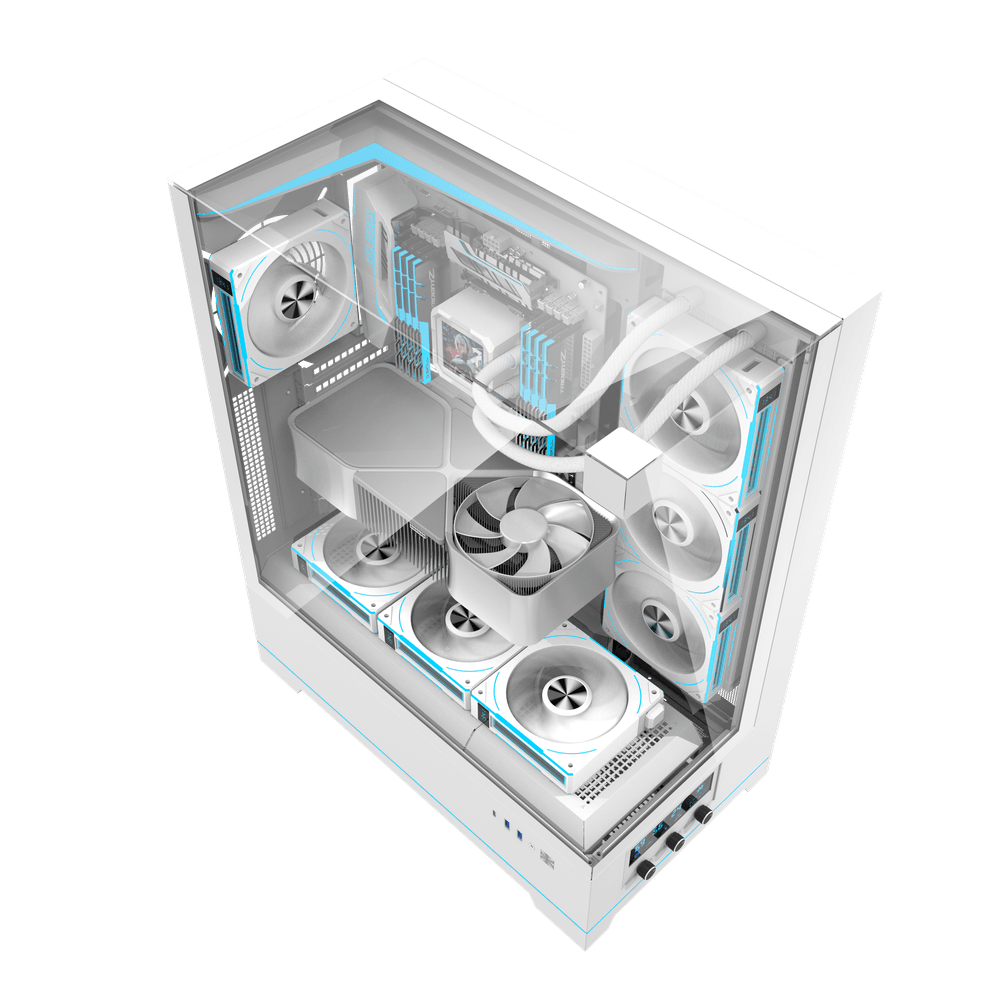 DarkFlash DY450L Pro 4 Digital Fans Case - White