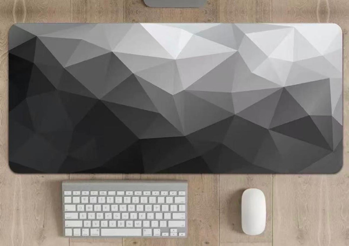 White Gradient shapes Waterproof Anti-Slip Mousepad XL 90 x 40 CM