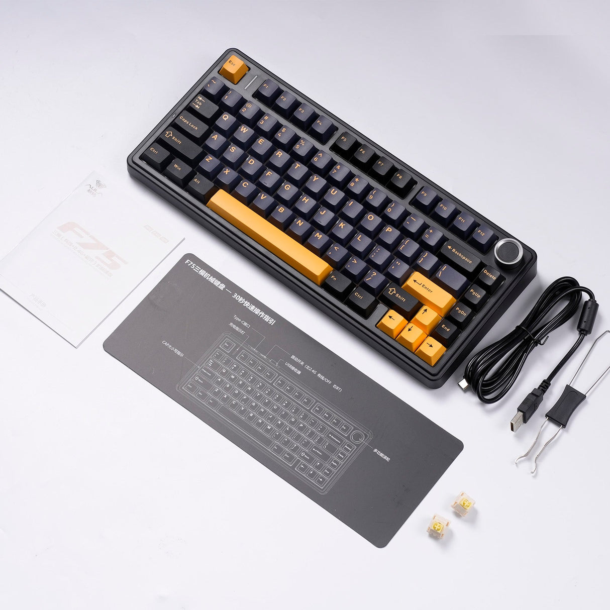 AULA F75 75% Gasket Wireless Mechanical Keyboard, LEOBOG Reaper Switch - Thuder Black