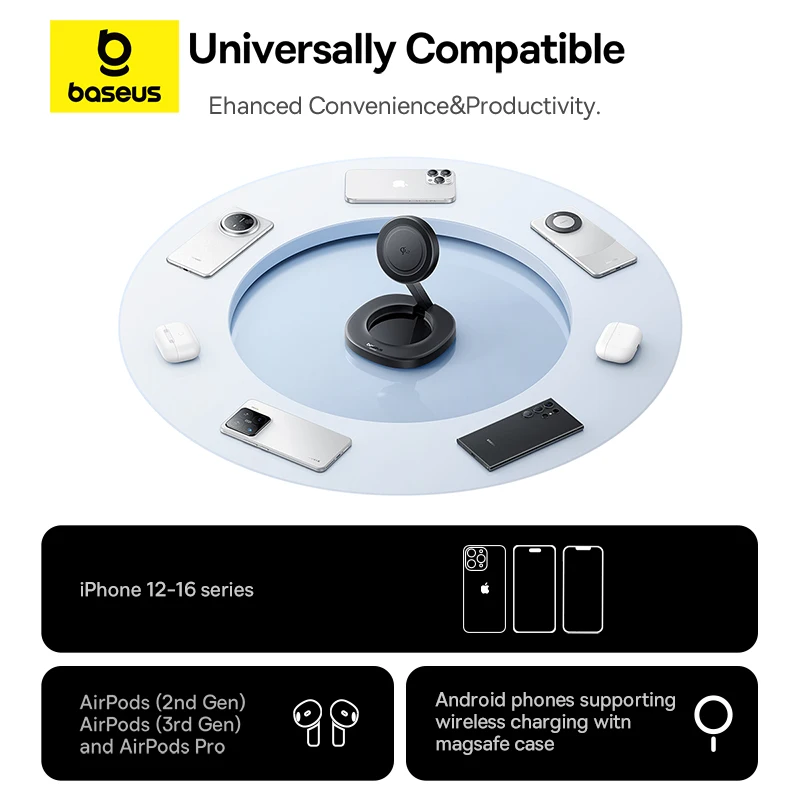 Baseus EnerFill FF11 Qi2 Foldable Wireless Charger 15W - Cosmic Black