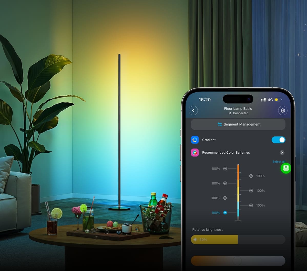 Govee RGBICW Smart Corner Floor Lamp (Matter) - H8076