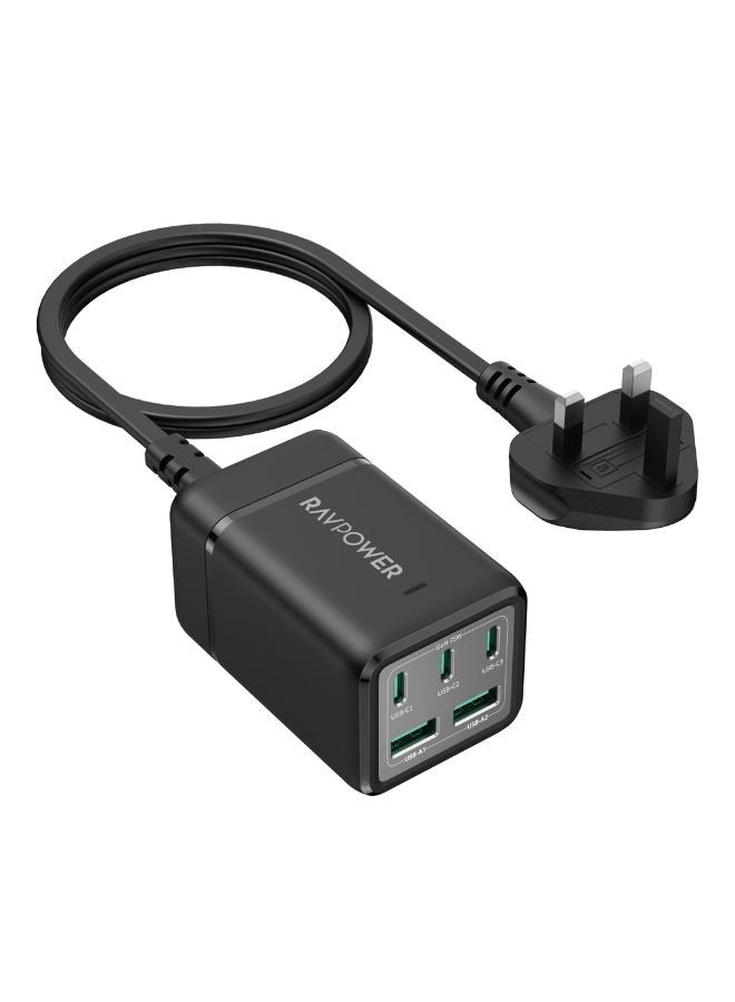 RP-PC1045 75W Power Strip 5-Port without AC outletsc Offline Black - RP-PC1045