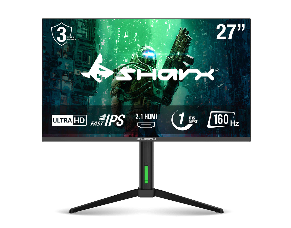 SHARX Gaming Monitor 27", UHD (3840 x 2160) 160hz Refresh Rate, 0.3ms, Fast IPS, UHD, 2.1HDMI, Adjustable Stand, RGB Backlight, Free Sync, G-Sync Compatible Model 27U160I