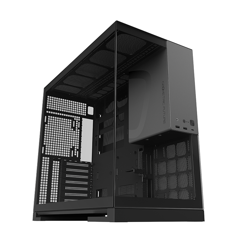 Geometric Future Model 5 Mid Tower Glass Case with 5 Fans  - Black & Gray