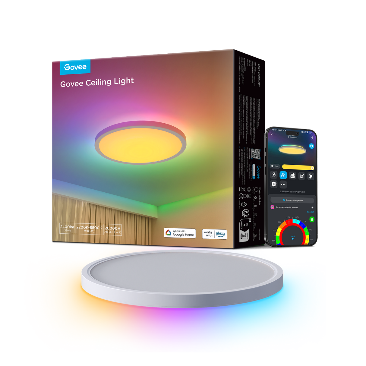 Govee 30cm RGBWW + RGBIC Smart circle Ceiling Light- H80A1