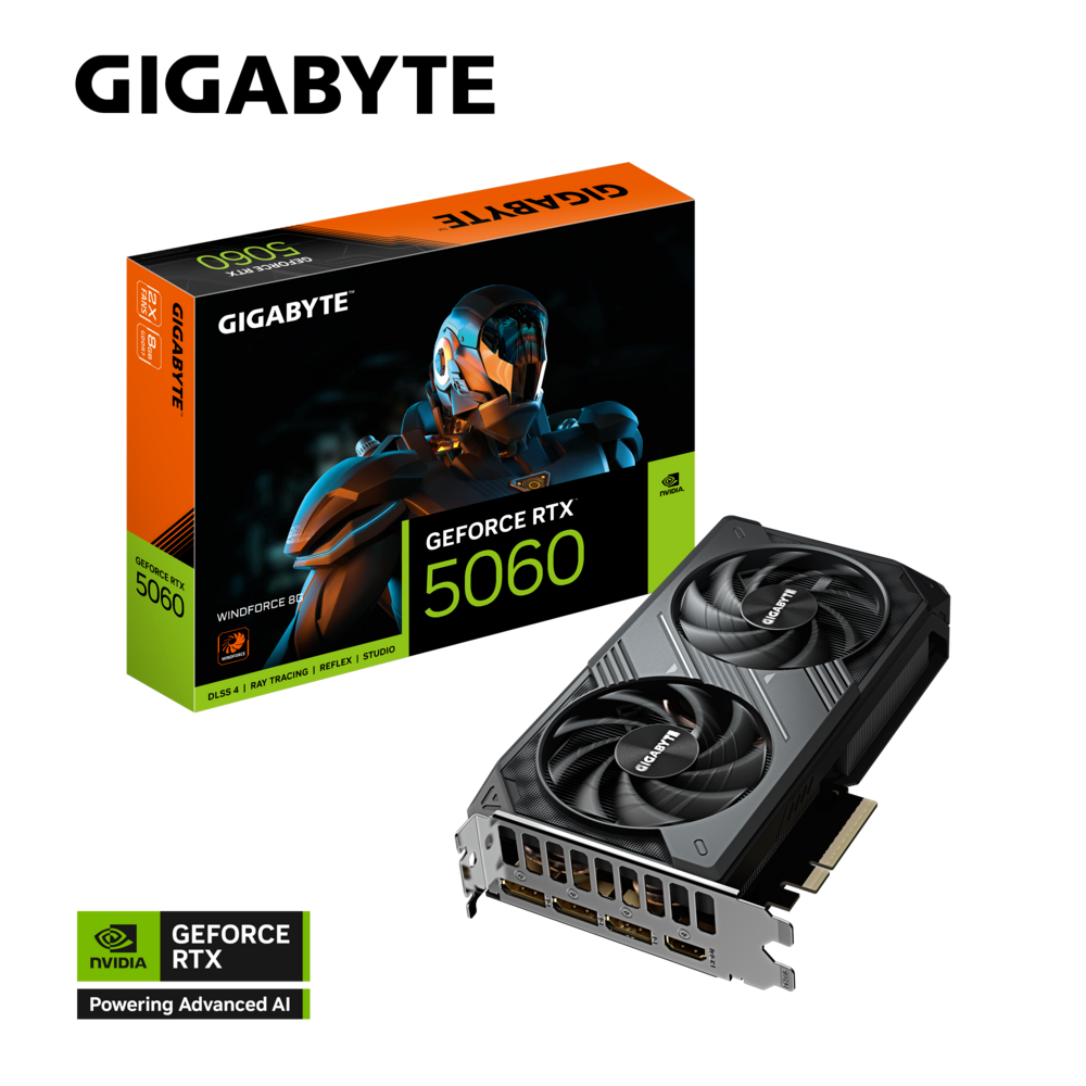 GIGABYTE GeForce RTX 5060 WINDFORCE 8G Graphics Card, 8GB 128-bit GDDR7