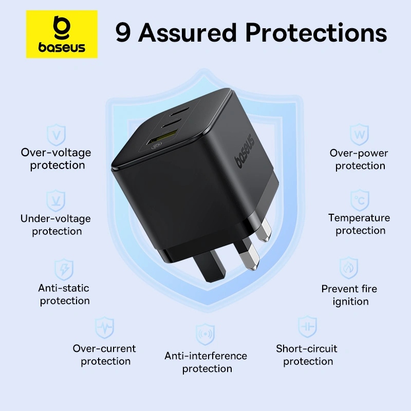 Baseus Palm Fast Charger 2C+U 65W - Cluster Black
(with Baseus Cable USB-C to USB-C 100W)