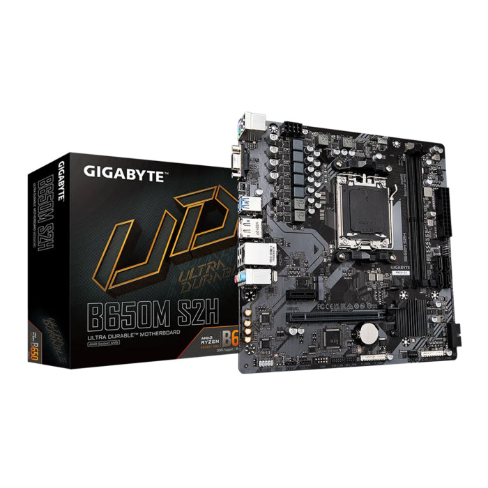 Gigabyte B650M S2H AMD Socket AM5 DDR5 Micro ATX Ultra Durable Motherboard - Black