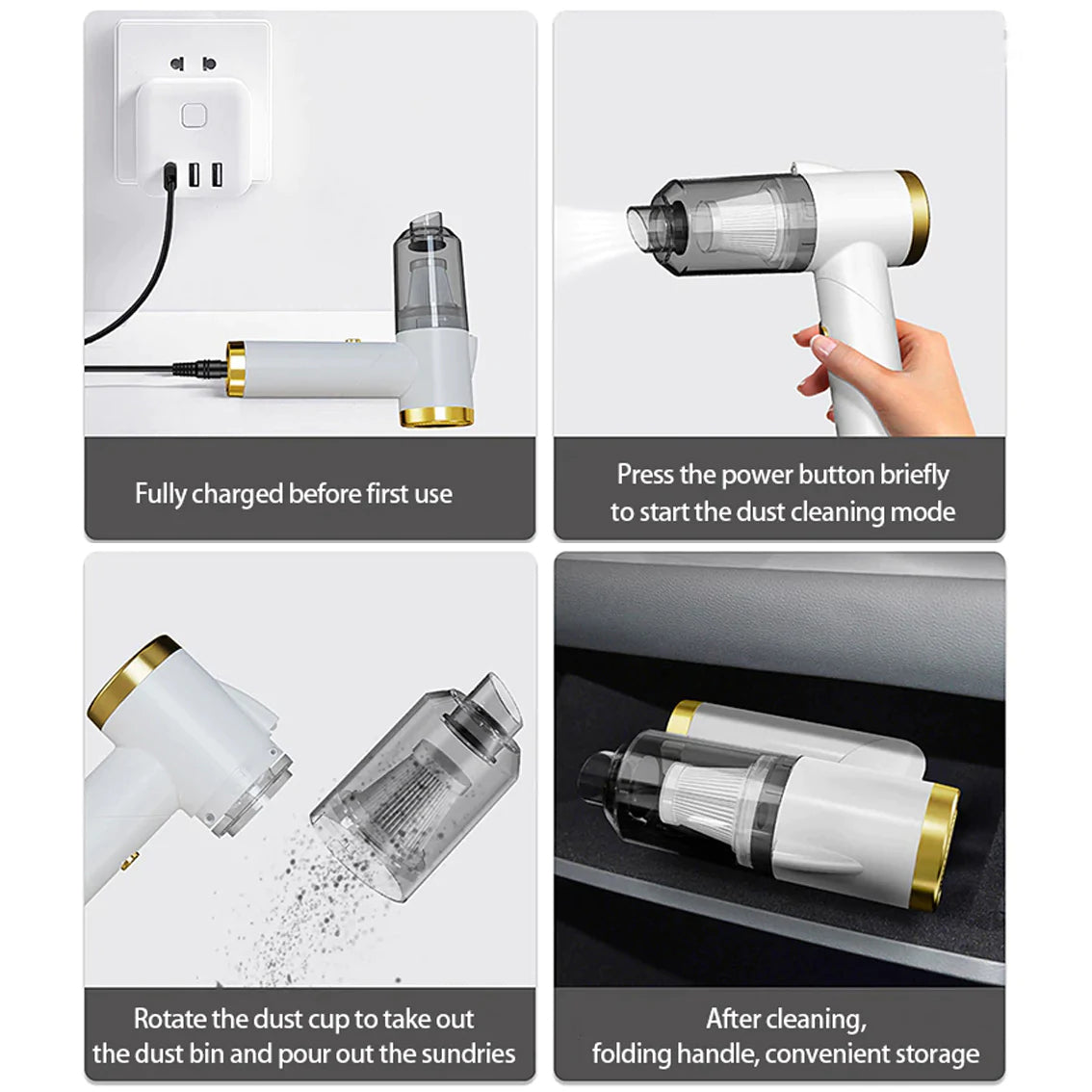 9000Pa Suction Handheld Portable Vacuum Cleaner for Car, Pets & Home