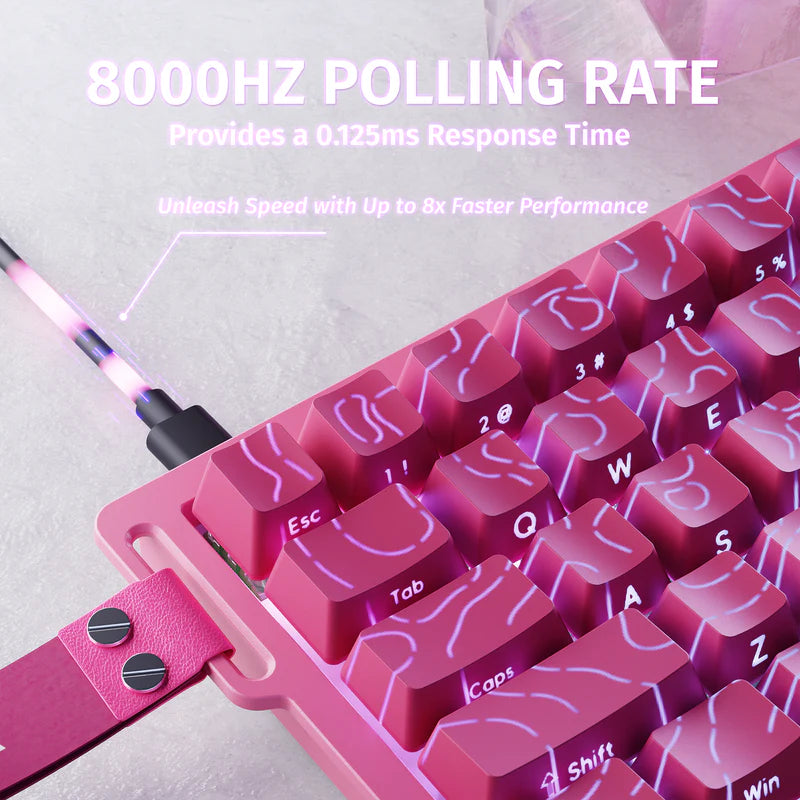 ATTACK SHARK X68 60% Wired 8KHz HE Rapid Trigger Keyboard (Magnetic Switch) - Pink Contours Pattern Shine