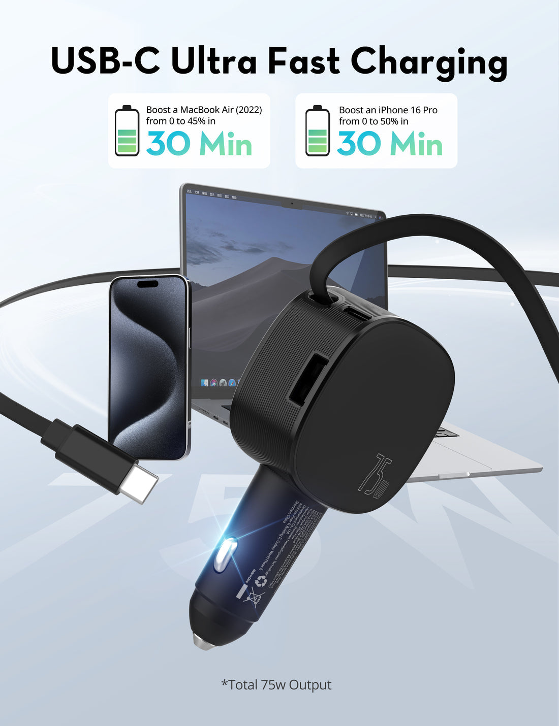 RAVPower RP-VC1021 PD60W 3-Port Car Charger black - RP-VC1021