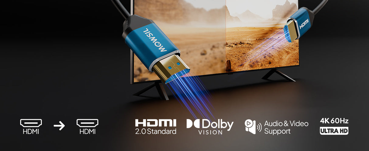 Mowsil HDMI 2.0 Cable | 4K@60Hz Ultra HD, 18Gbps High Speed, HDR, 3D, Gold-Plated | TV PC PS5 Monitor - 15 Meters