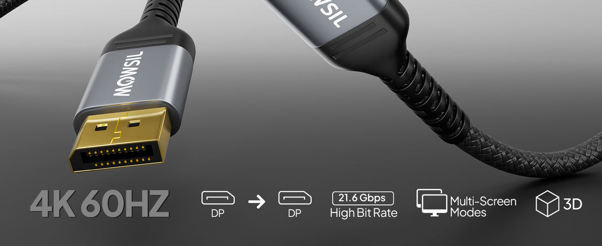 Mowsil 4K DisplayPort Cable,Cable Version : 1.2V,Aluminum head,Resolution: 4K @ 60/30 Hz,