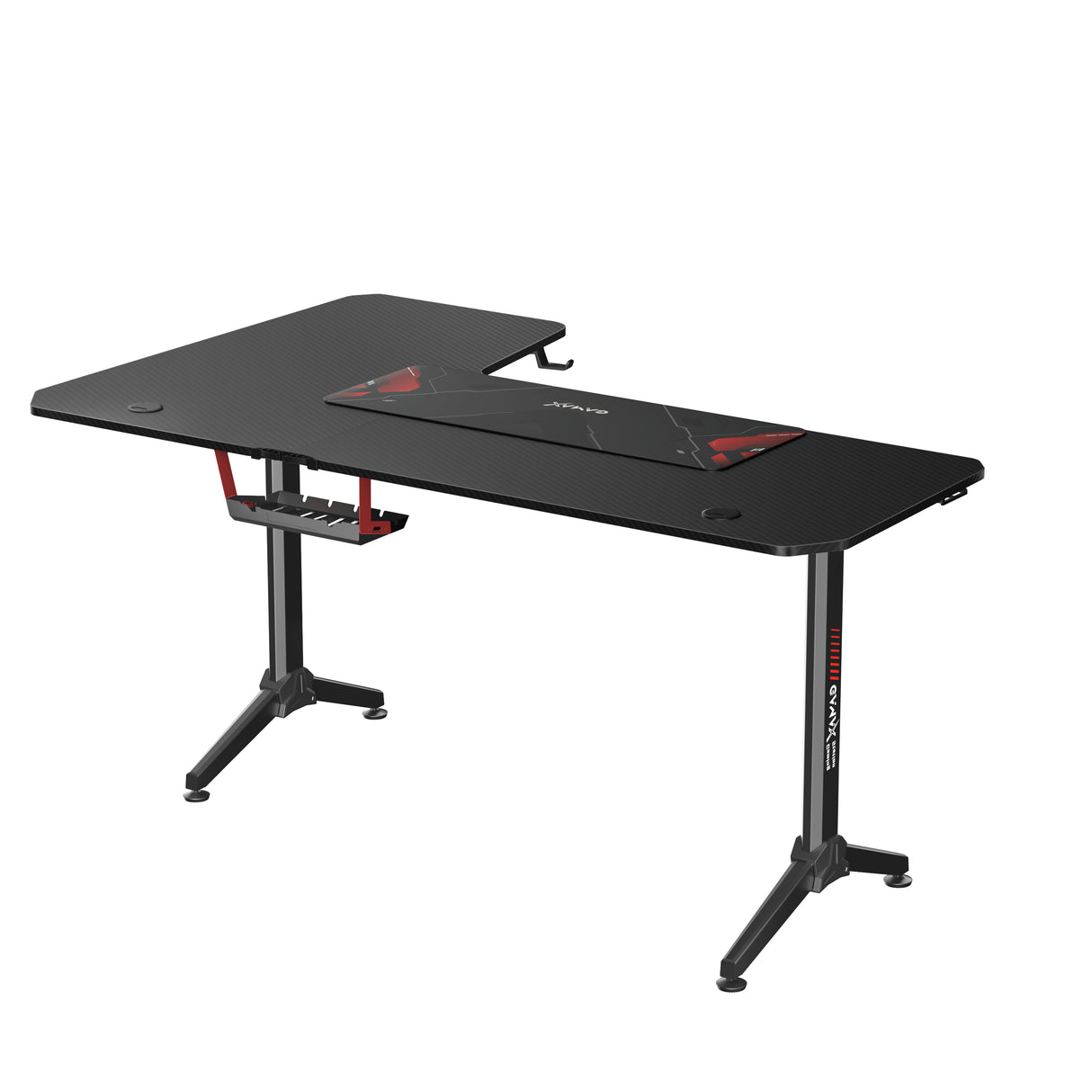 Gamax HY-R Gaming Table (L-Shaped) 160*100*75cm with Mousepad Right - Black ( Installation not included )