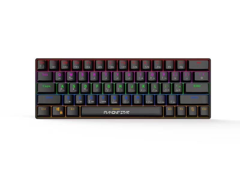 Diamond Star wired mechanical keyboard 61 keys – RGB Black (Arabic-English) MH7288B