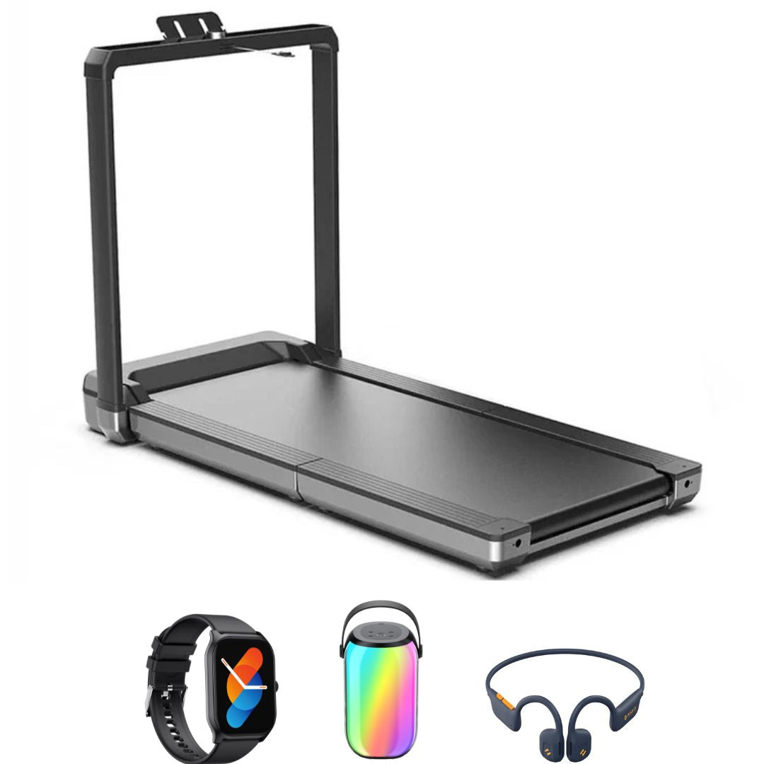 King Smith MX16 Walking Pad, Double Fold & Stow Treadmill with Free Sia Sound Speaker, Havit Sports Earphone & Watch