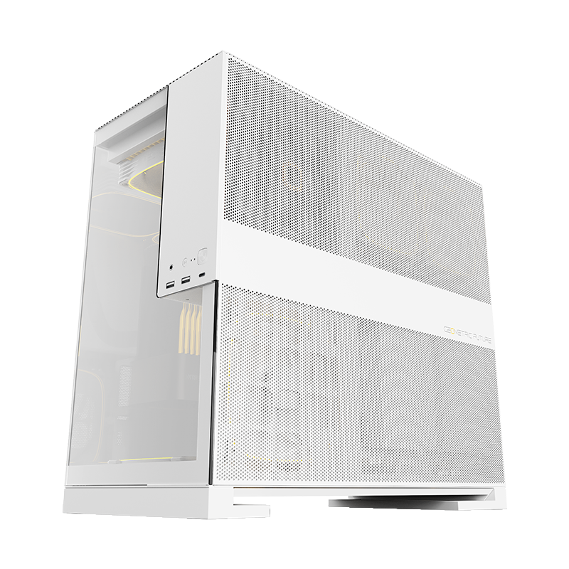 Geometric Future Model 5 Mid Tower Glass Case with 5 Fans - White