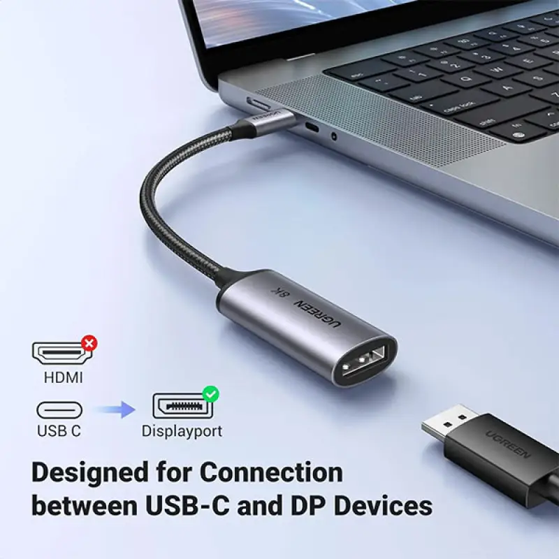 UGREEN 8K USB-C to DisplayPort Cable 10 Cm CM654 15575