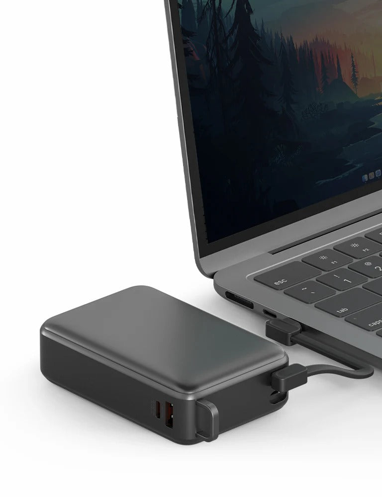 ENERGEA COMPAC ULTRA 67, 20000MAH POWERBANK WITH BUILT IN USB-C CABLE PD67W - GUN