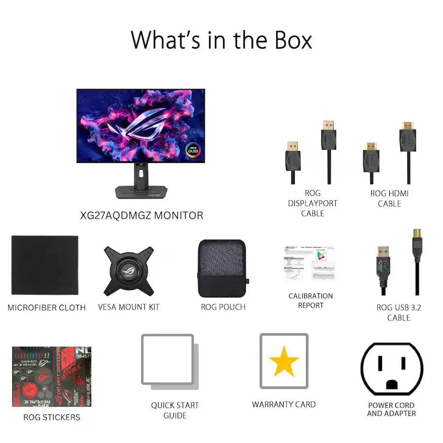 Asus Rog Strix OLED XG27AQWMG 27" 2K QHD (2560 x 1440) 280Hz Refresh Rate, 0.03ms Response Time,TrueBlack Glossy WOLED,VESA DisplayHDR, HDMI 2.1 Flat Gaming Monitor