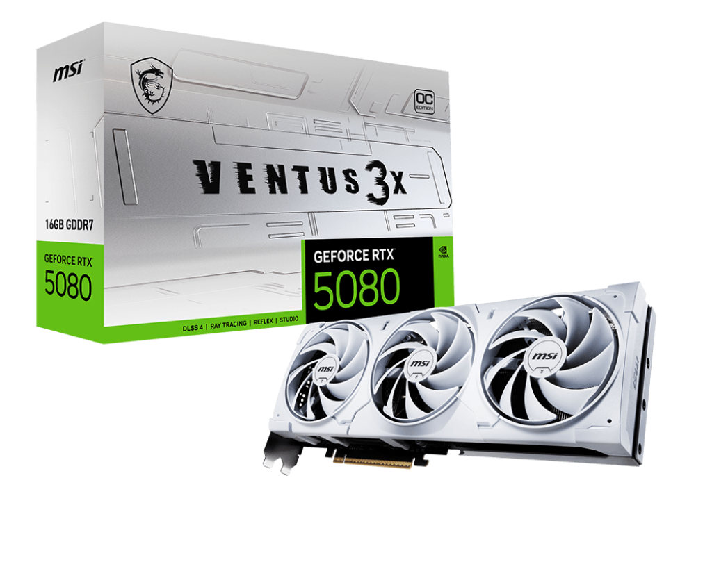 Msi GeForce RTX 5080 16GB GDDR7 Ventus 3X OC Gaming Graphic Card - White