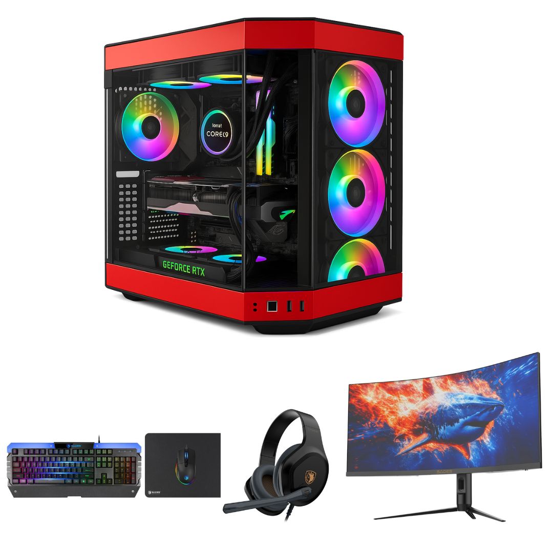 Gaming PC Bundle – Intel i7-14700F + RTX 5070 + 34” QHD Curved Monitor, Gaming Headset & Full PC Accessories