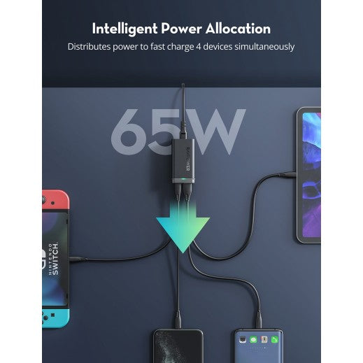 RAVPower RP-PC136 PD Pioneer 65W 4-Port Wall Charger UK black offline