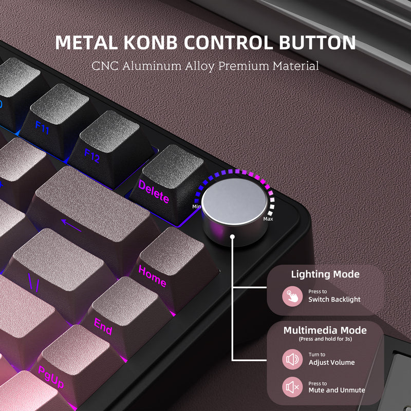 ATTACK SHARK X85 Tri-Mode 75% Gasket mounted Mechanical Keyboard - BlackBerry White Jade switch