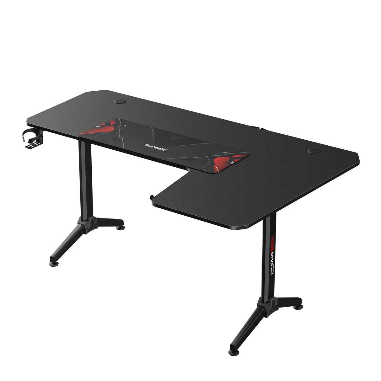 Gamax HY-R Gaming Table (L-Shaped) 160*100*75cm with Mousepad Right - Black ( Installation not included )