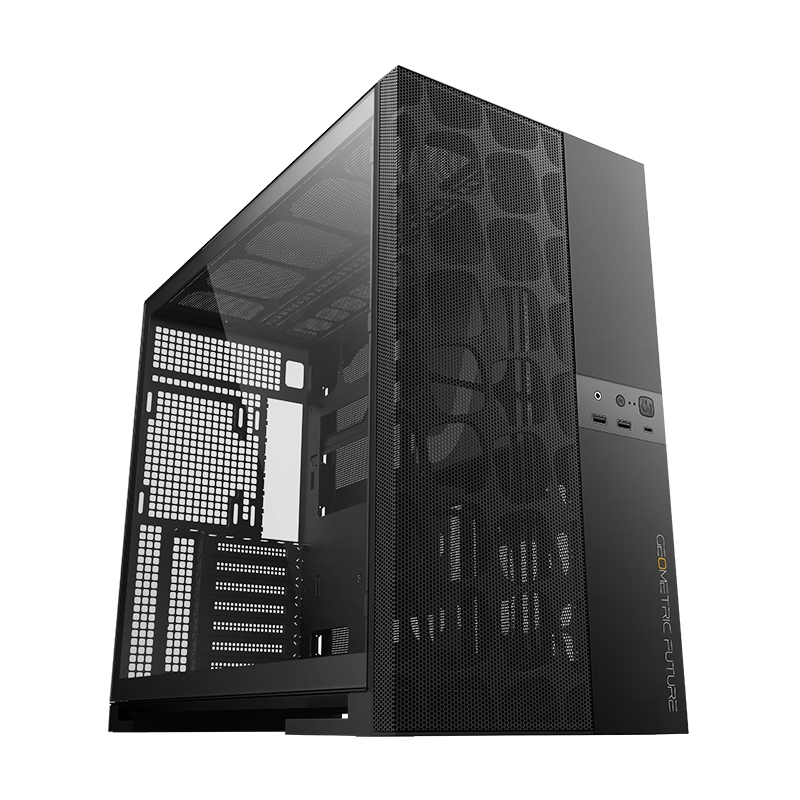 Geometric Future Model 5 Vent Mesh Mid Tower Case with 2503-140mm fan x5 - Black