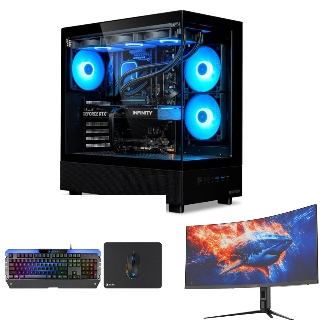 Gaming PC Bundle Intel Core i5-14400F, RTX 5060 Ti With Sades 34” QHD Monitor & Full PC Accessories