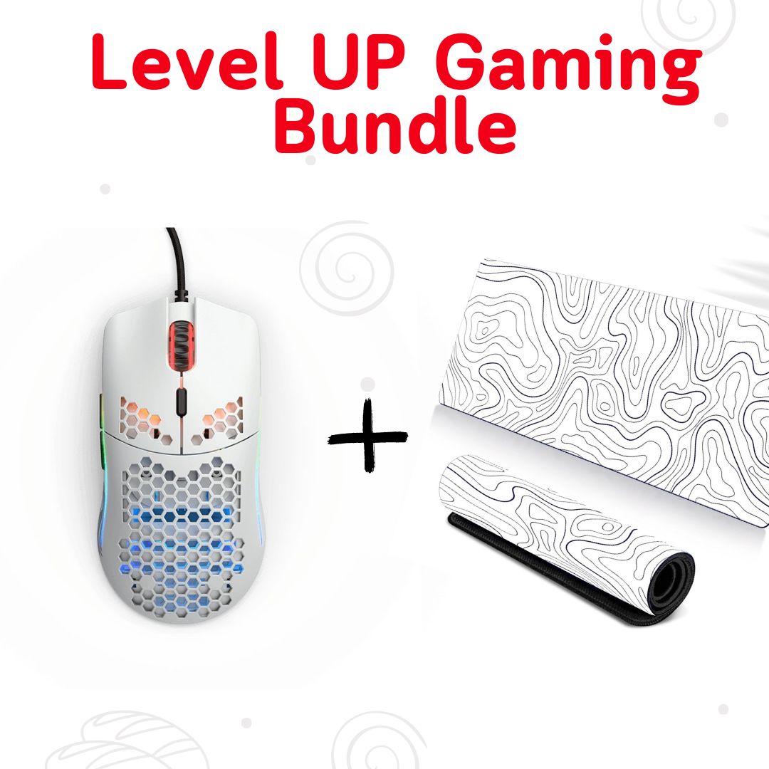 Gaming Bundle:Glorious Gaming Mouse Model O-/58g/Matte/white with white Mouse Pad XL Size 90x40CM