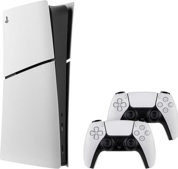 PS5 Slim Console Digital with Two Dualsense Wireless Controller Bundle