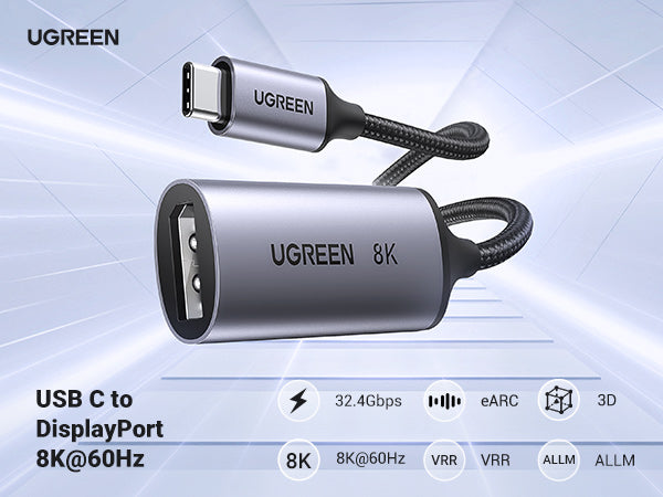 UGREEN 8K USB-C to DisplayPort Cable 10 Cm CM654 15575