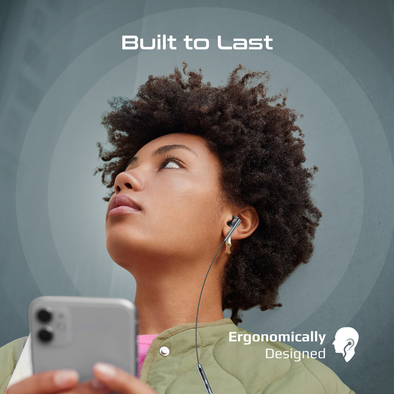 Promate Laxi-M.Black High Fidelity USB-C ENC Mono Wired Earphone In-Line Microphone & Volume Controls - Black