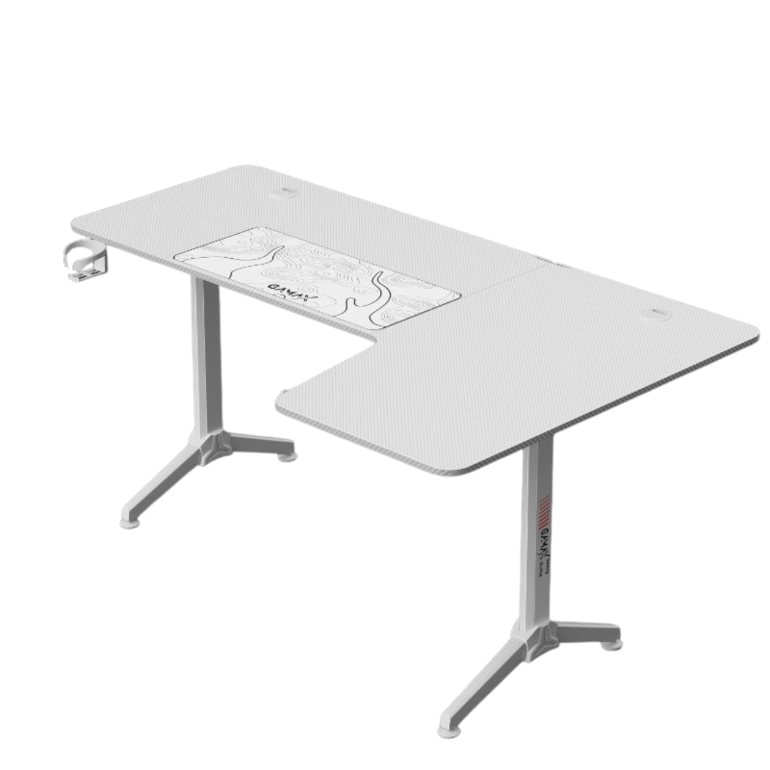 Gamax HY-R Gaming Table (L-Shaped) 160*100*75cm with Mousepad Right - White ( Installation not included )